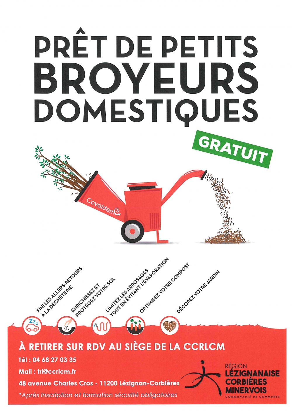 Prêt gratuit de broyeurs à végétaux