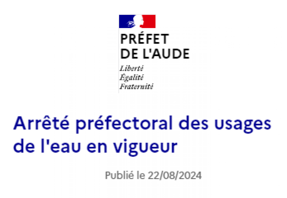 Arrêté préfectoral du 21 aout 2024 sur les mesures de l'eau liées à l'état de la sécheresse